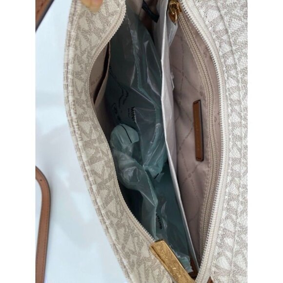 Michael Kors crossbody messenger bag large jet set MK signature purse vanilla - Picture 8 of 10